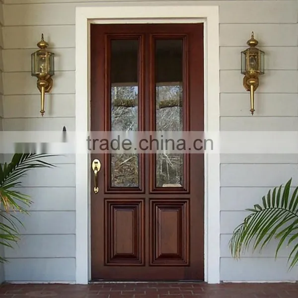 Mahogany Solid Wooden Door With Tempered Beveled Glass