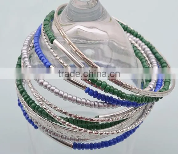 European and American 2016 Popular Hot Style Ever Changing Mixing Multilayer Bead Bracelet Silver Bracelet