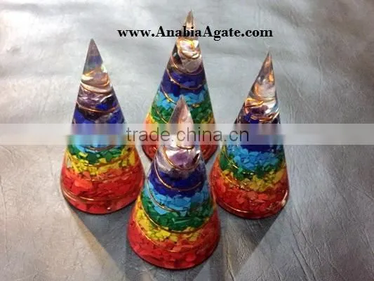 Chakra Energy Orgone Antenna-wholesale Orgone Engery Products : Mix Gemstone Copper Wire Wrapped Orgone Antenna photo-4