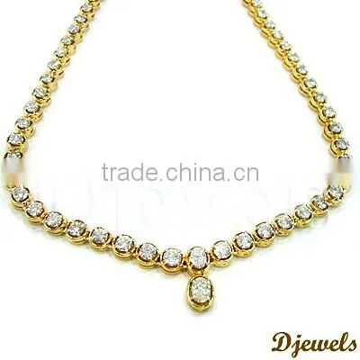 Diamond Gold Necklaces, Bridal Diamond Necklaces, Diamond Jewelry photo-3