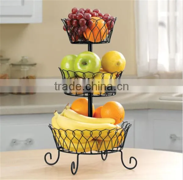 3-tier Rotatable Floor Standing Flower/Fruit/Vegetable Stand Basket photo-2