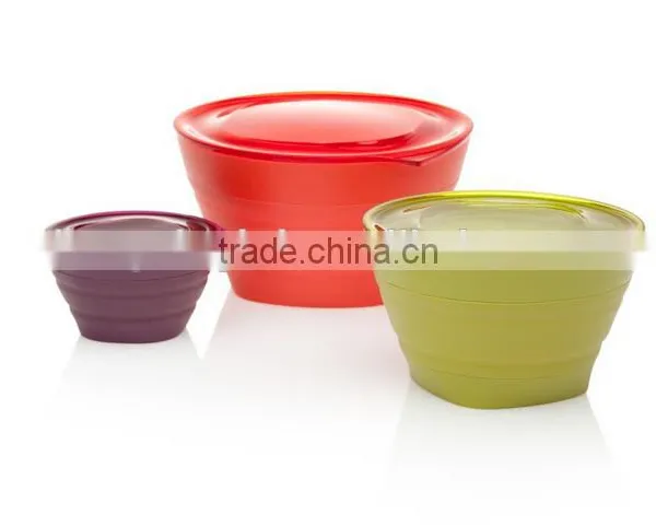 Collapsible Bowl Set | 4oz , 16oz , 32oz, Eggplant, Lettuce & Tomato photo-2