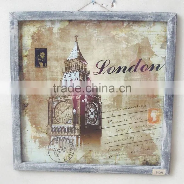 2016 New Style Rural Glass Printing With Antique Wooden Frame photo-2