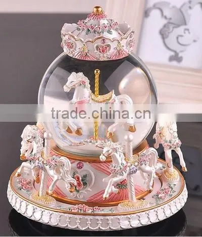 Exclusive Resin Carrousel Rotate LED Music Snow Globe photo-5