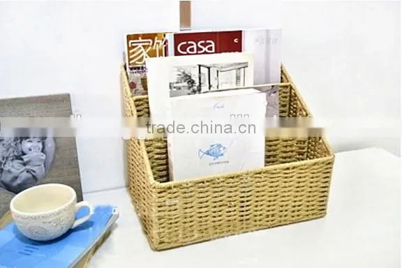 3 Tiers Divider Wicker Magazine Rack Office Suppliers Letter Stand/newspaper Rack