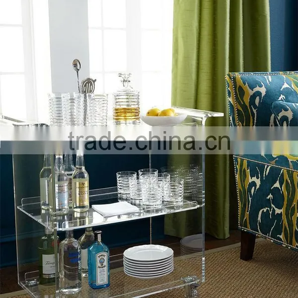 Factory Wholesale Acrylic Lucite Juice Bar Cart With Wheels photo-2