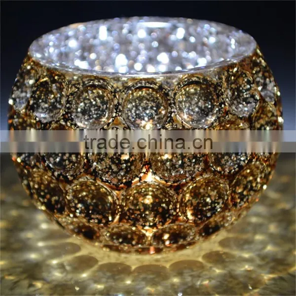 Color Spray Broken Silver Plating Glass Tealight Candle Holder photo-5