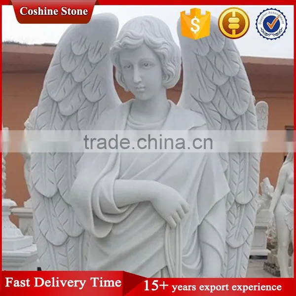 Life Size Beautiful White Marble Angel Statue photo-2