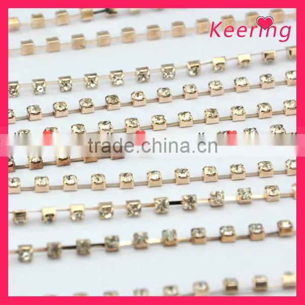 Keering Crystal Clear Rhinestone Cup Chain With Gold Claw WRC-010 photo-2