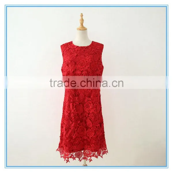 Latest Red Embroidery Lace Suit Dress For Women Wedding photo-4