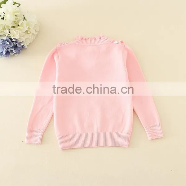 Turtleneck Collar Pink Sweaters Plain Knitted Clothes Appliqued Tiny Flower Full Sleeve Winter Garments Warm photo-2