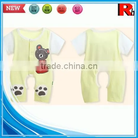 China Short Sleeve Printing Cotton Funny Cute Design Pretty Organic Price Wholesale Baby Clothes photo-3