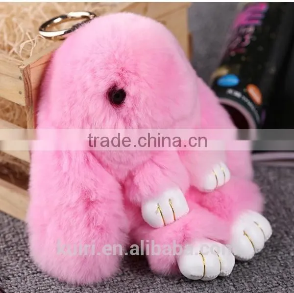 2017 Real Genuine Rex Rabbit Furs Keychain Pendant Bag Car Charm Tag Cute Rabbit Toy Doll Real Fur Monster Keychains photo-4