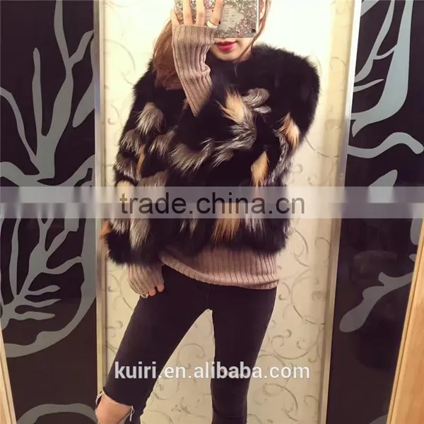 Women Short Fox Fur Coats 2016 Fashion Thick Warm Winter Real Fur Outerwear Female Trendy Elegant Patchwork Natural Fur Overcoat photo-4