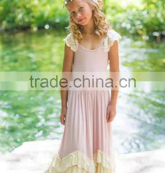 Flower Girl Dress Vintage Boho Dress Junior Twirling Bridesmaid Dress photo-2