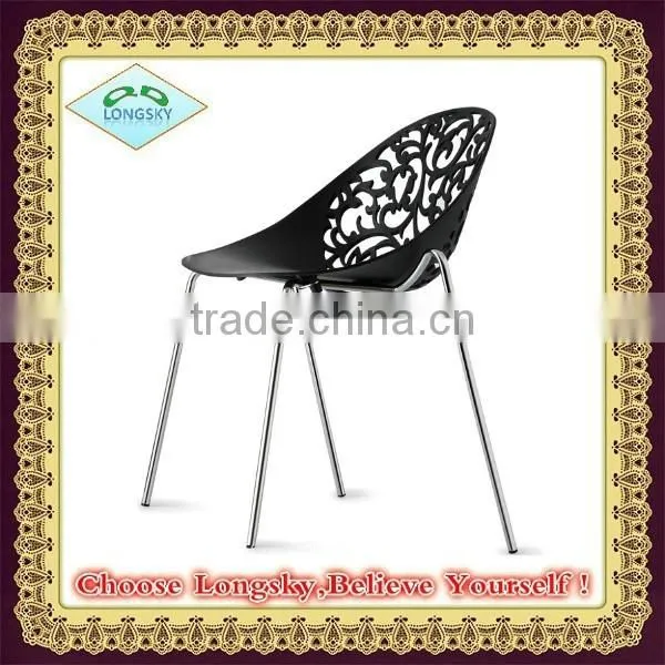 Modern Furniture Stackable Plastic Chair With Metal Legs Dinning Chair photo-2