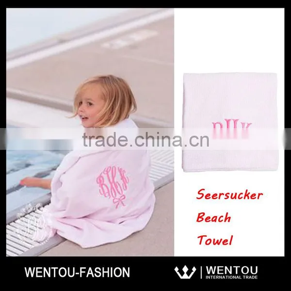 Wholesale Monogrammed Seersucker Kids Bath Towel photo-4