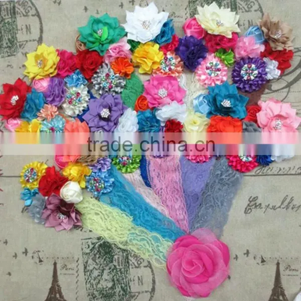 High Quality Handmade Girl Infant Baby Newborn Lace Flower Hairband Wholesale photo-2
