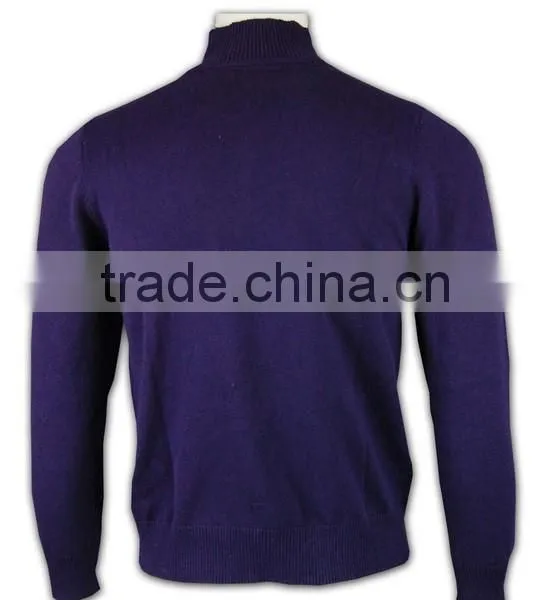 ISO9001/BSCI Manufature Purple Zipper Mens Blank Wool Sweater photo-3