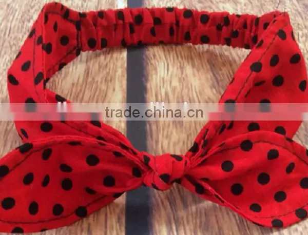 Latest Fancy Elastic Soft Stripe Cotton Bow Tie Custom Children Headband Rabbit Ears Bowknot Hair Tie Headband photo-3