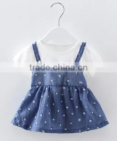 New Summer Flower Embroidery Children's Clothing Girls Dress Bow Decoration Baby Dress Girls Vest Yarn Dress