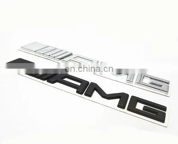 AMG Metal Emblem Badge Logo Alloy Car Logo Grill Badge for Car Decoration 3D ABS Chrome Black Sticker Emblem 3D Car Badges 185mm photo-3