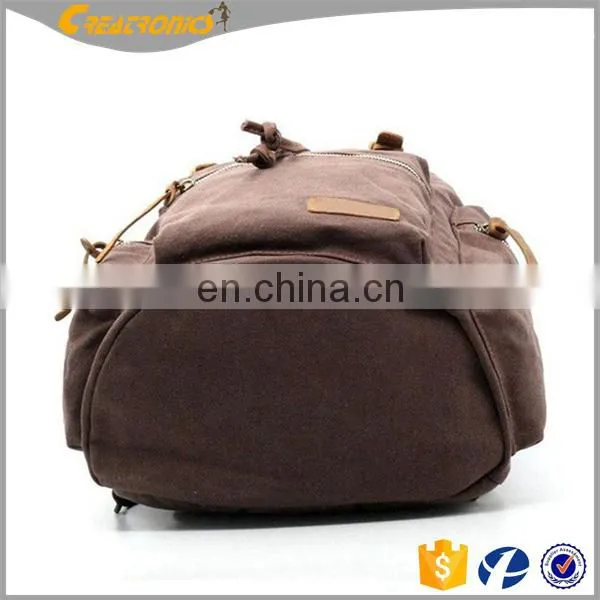Top Quality Unisex Factory Price Outdoor Laptop Canvas Backpack Casual Daypacks Bookbags Genuine Leather Backpack photo-4