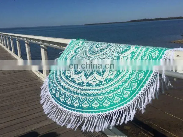 Indian Ombre Tassels Round Mandala Table Cloth Throw Hippie Yoga Mat Towel Bohemian 72" Round Table Cover Throw Wholesale Lot photo-4