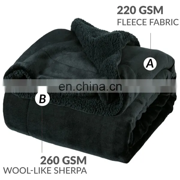 Wholesale Plush Thick 100% Microfiber King Size Sherpa Blanket photo-4