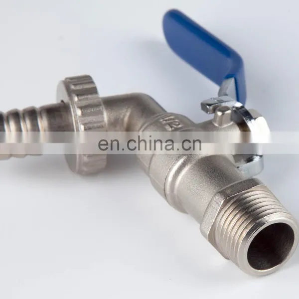 1/2 Nickel Plated Bibcock Brass Ball Hose Bibcock Tap Brass Water Plastic Tap Faucet photo-3