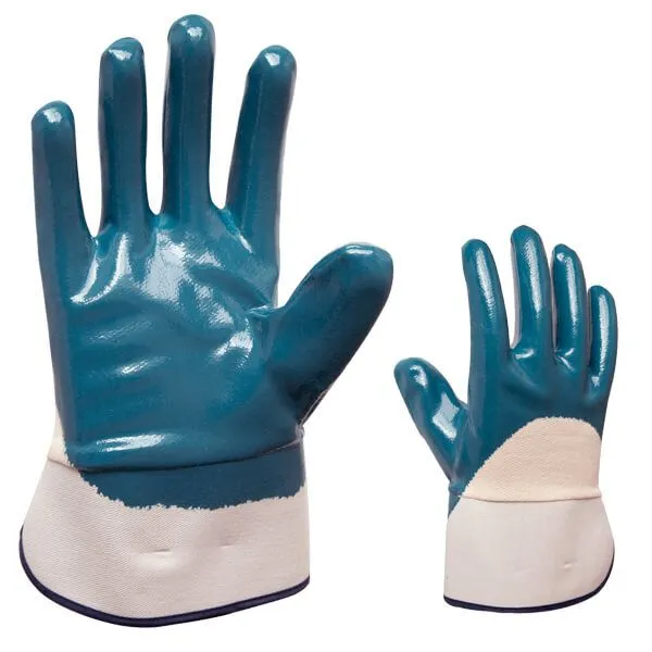 Cotton Jersey Liner Safety Cuff Nitrile Rubber Coated Heavy Duty Gloves photo-3