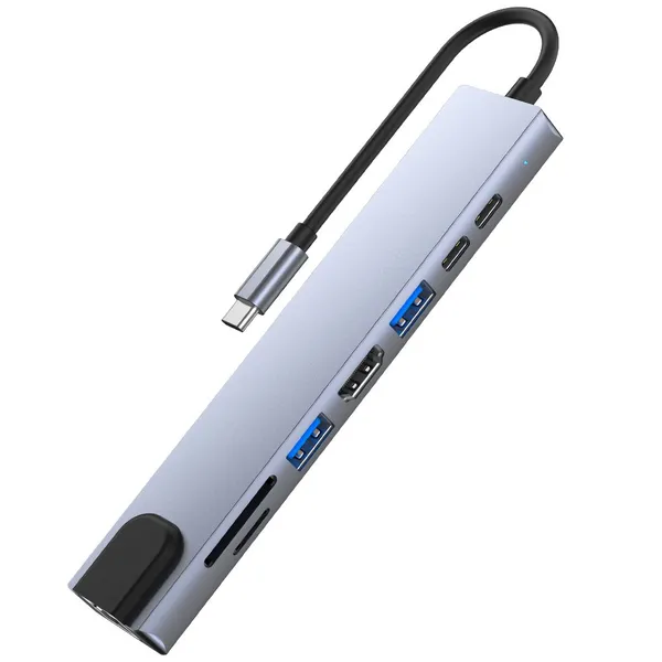 USB 8-in-1 Docking Station, Fast Charging Hub Adapter Type C 4K RJ45, USB 3.0 Docking Station photo-4