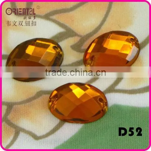 2holes Dyeable Decorative Oval Shaped Taiwan Acrylic Stone photo-2