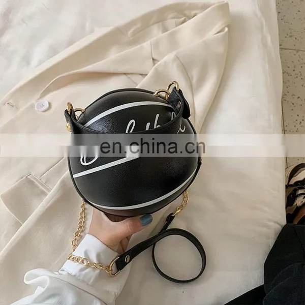 Small Personality Basketball Hand Bag Fashion Women Chains Handbag Creative Letter Shoulder Messenger Bag Female Mini Round Tote photo-5