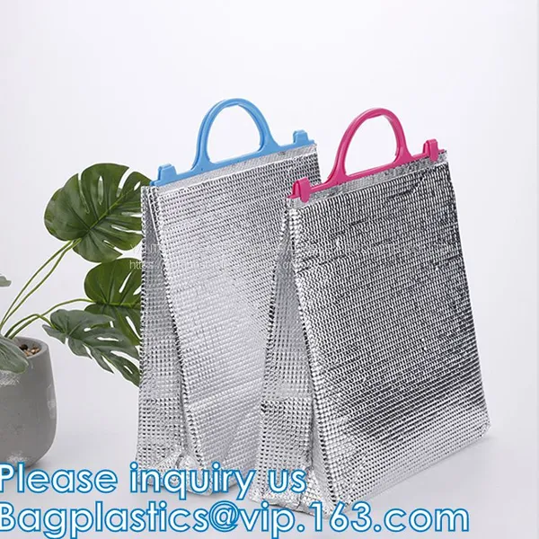 Custom Bulk Waterproof Large Soft Folding Food Delivery Picnic Lunch Tote Grocery Cooler Bag Aluminum Foil Thermal Bags photo-3