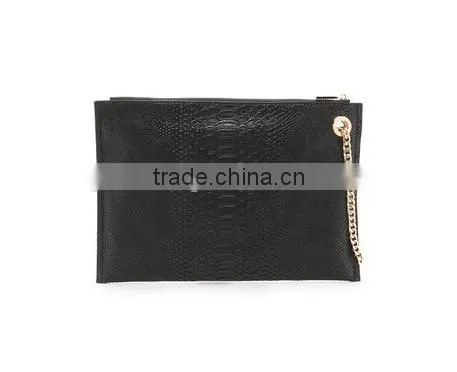 Slim Snake Print/skin Leather Women Clutch Bag Handbag With Wrist Chain photo-3