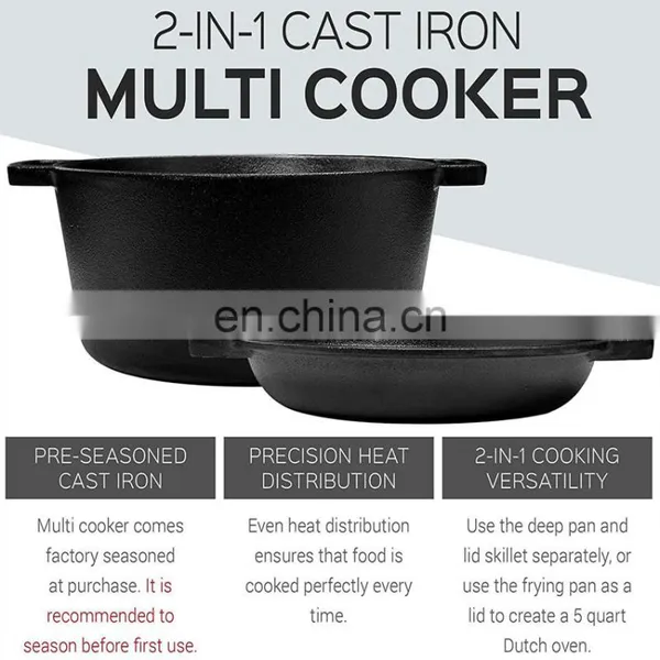 Camping Pre-seasoned Cast Iron Dutch Oven photo-2