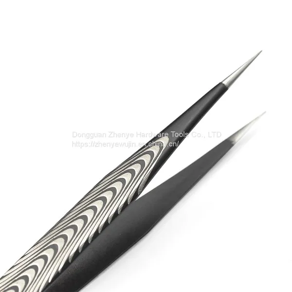 Anti Static High-grade Professional Precision Wear-resistant Eyelash Grafting Tweezers Planting Eyelash Clip Black Straight Elbow ESD-10 Textured Tweezers photo-5