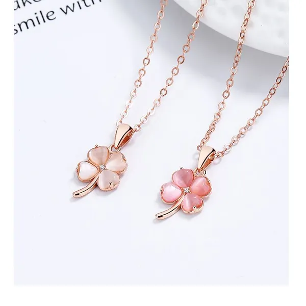 Premium Natural Opal Clover Necklace Four-Leaf Shamrock Pendant Women's Lucky Jewelry for Daily Wear and Celebration photo-2