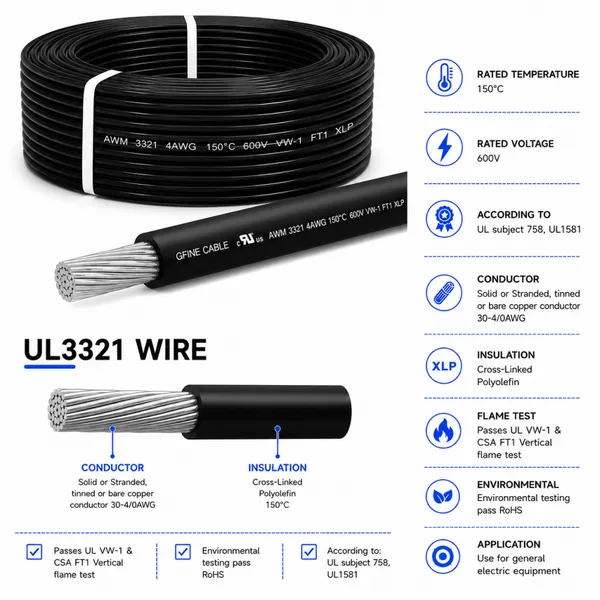 UL3321 HOOK UP WIRE 150ºC 600V XLPE INSULATION WIRE