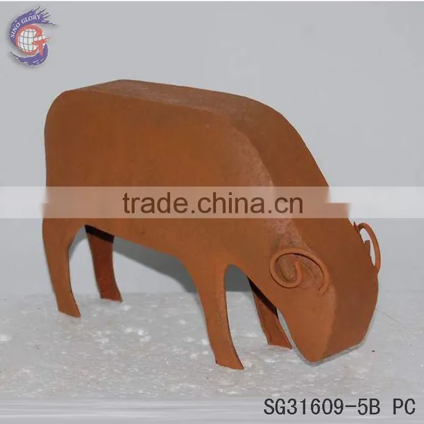 Rusted Iron Cow for Home Rusty Iron Crafts Ornament photo-2