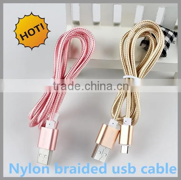 Colorful RoHS Approved 1m Nylon Braided Flat Micro Usb Cable photo-2