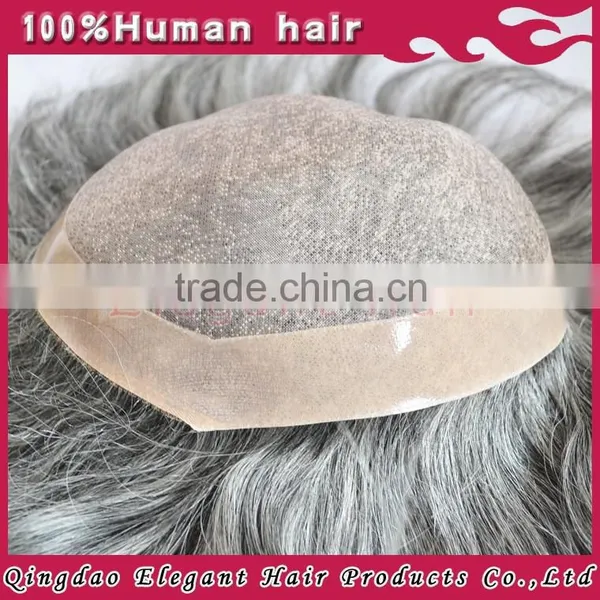 China Wholesale Websites Unprocessed Indian Virgin Hair Mens Toupees Grey Hair photo-5