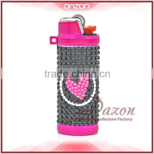 Hot-sale Bic Lighter Case Metal With Heart Diamond photo-4