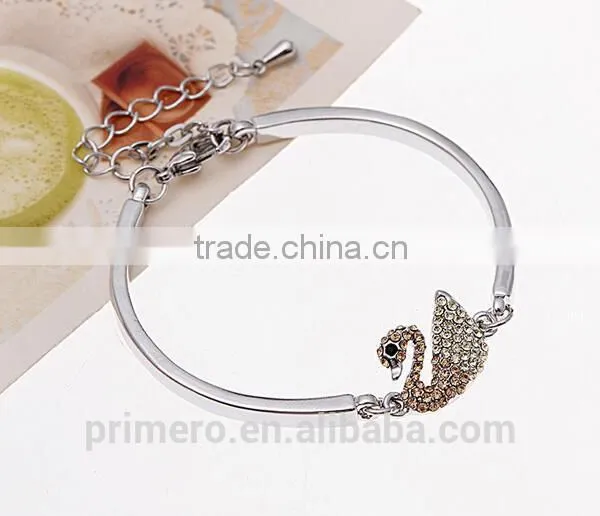 Fashion Women 18k Platinum Filled Clear Austrian Crystal Swan Bracelets Bangles Jewelry photo-6