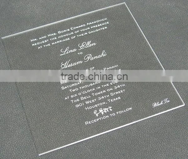 High Transparent Custom Acrylic/lucite Transparent Wedding Invitation photo-2