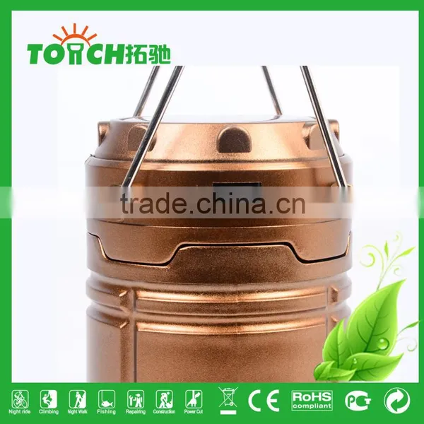 Golden Color Plastic Rechargeable Lantern Light Solar Energy Tent Camping Light for 3*AA Battery photo-4