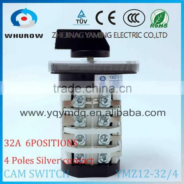 Cam Switch YMZ12-32/4 0-6 Positions 32A Ui 690V 4 Poles White Black Changeover Rotary Switch Sliver Point Contacts photo-2