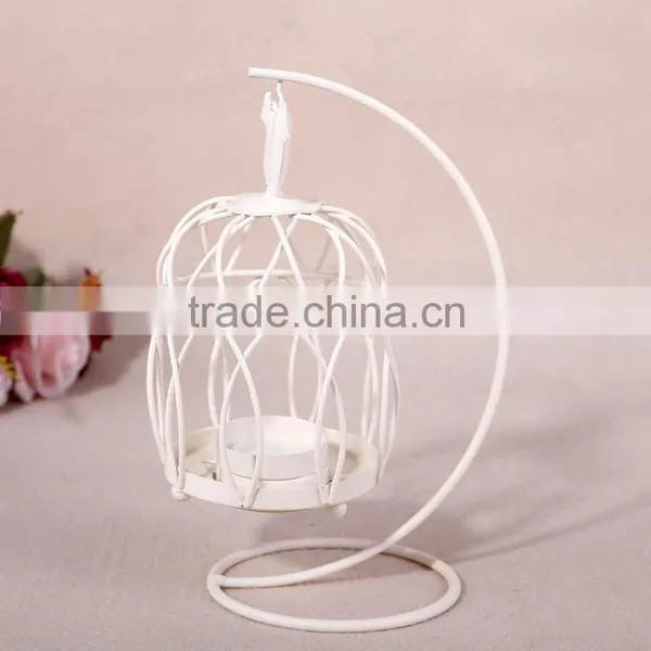 Zakka Birdcage Iron Candle Holder Candlestick Classical White Circular Hollow Candlestick Home Crafts photo-2