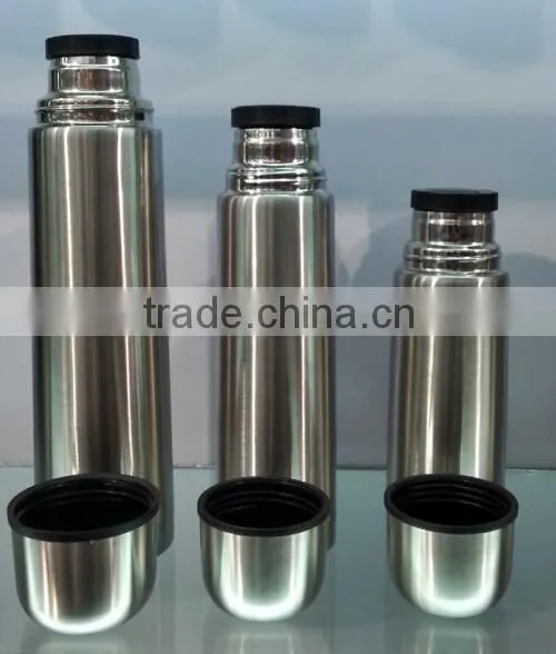Screw Stoper Double Wall Stainless Steel Bullet Vacuum Flask With Pouch
